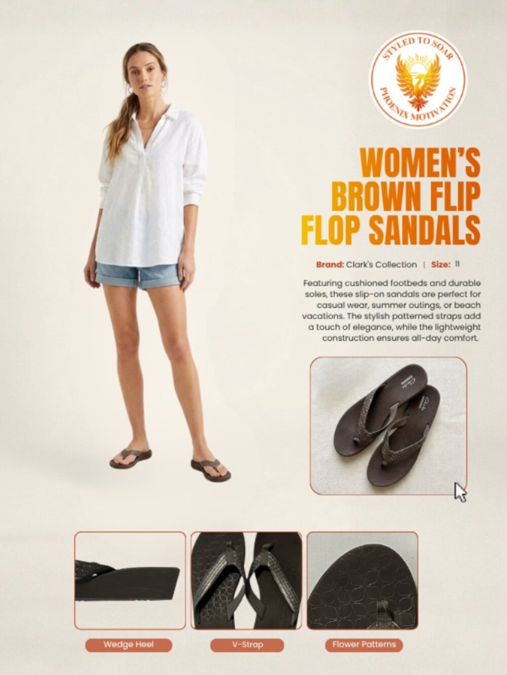 Clark's Collection - Women’s Brown Flip Flop Sandals